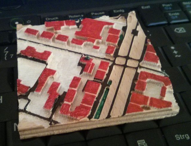 Result of a tactile map generated with a hobby CNC mashine ¹
