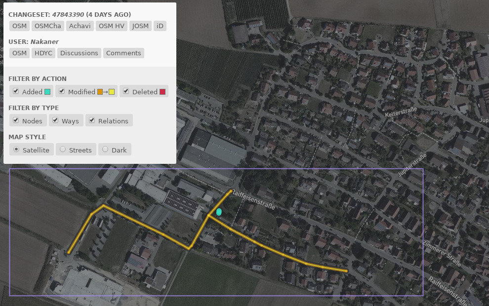 Beispiel-Changeset von Nakaner auf Sajjad Anwars Changeset-Karte ¹ | © OpenStreetMap Mitwirkende CC-BY-SA 2.0