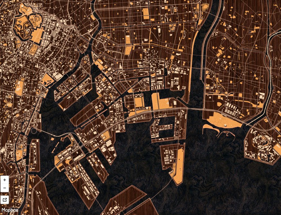 木目調地図 ¹ | © Mapbox © Contribuidores OpenStreetMap ODbL