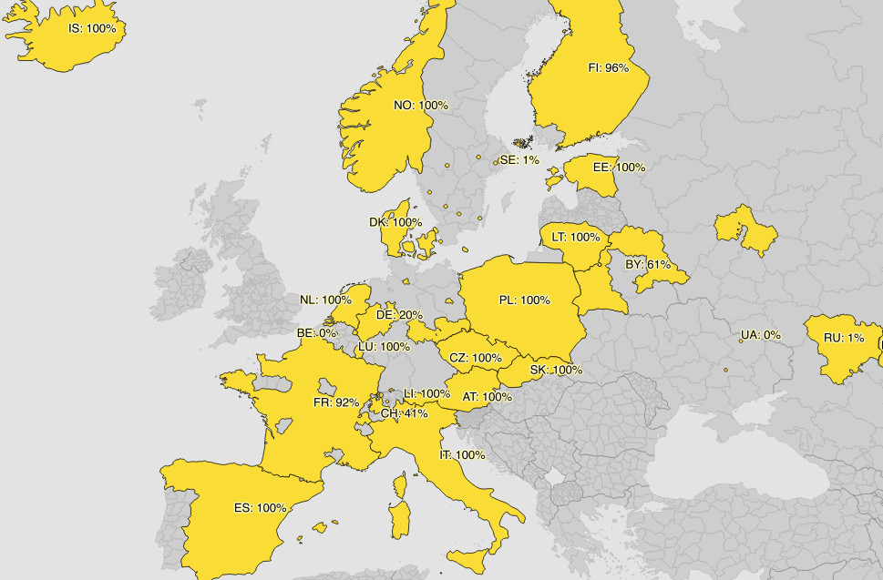Stand der Abdeckung von OpenAddress-Data in Europa ¹ | © OpenStreetMap Mitwirkende CC-BY-SA 2.0