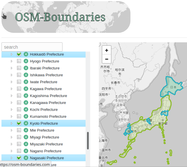 国境・行政界データのエクスポートサービスGroundZero 1 | map data © OpenStreetMap contributors
